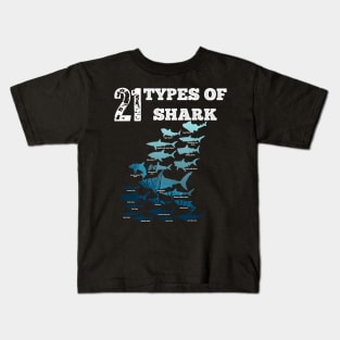 21 Types of sharks Kids T-Shirt